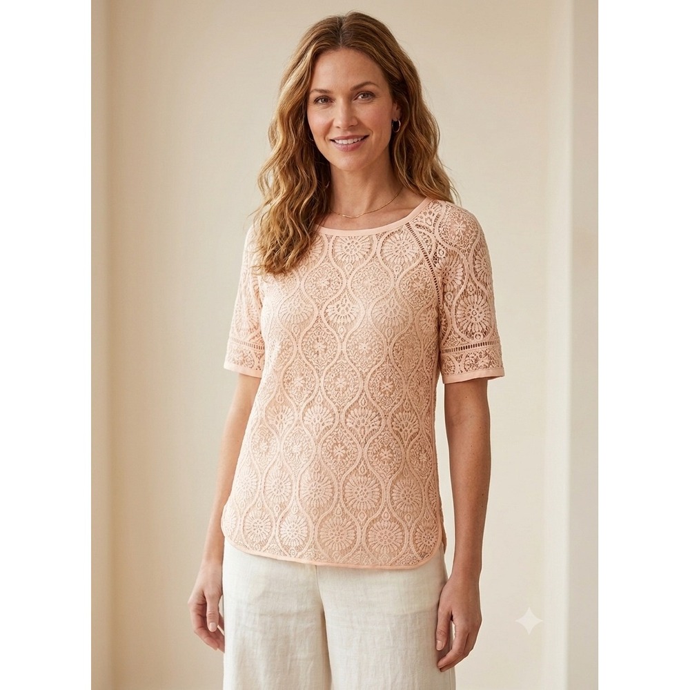 Sundance‎ Crochet Lace Top M Sheer Boho Romantic Coquette Dainty Layering Fairy